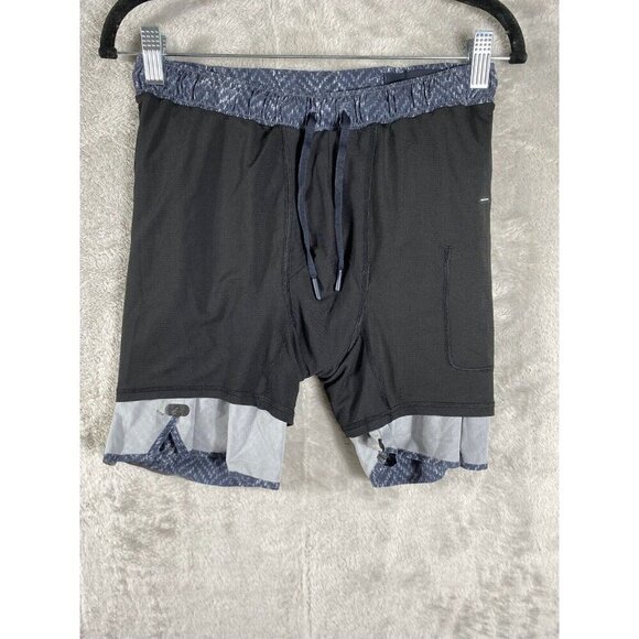 LULULEMON BHMI Grey Black Lightweight Surge Shorts 5" Lined Men's M - Picture 4 of 16